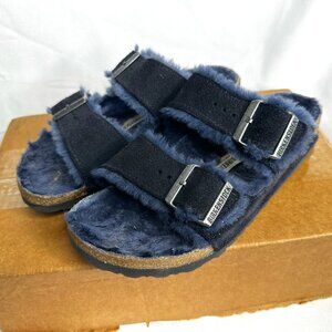 Birkenstock Navy Fuzzy Sandals